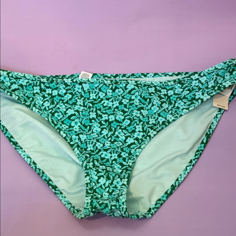 Aerie Green Floral Bikini Bottom